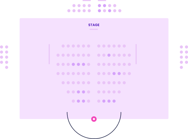 Venue seating chart with stage and seating areas
