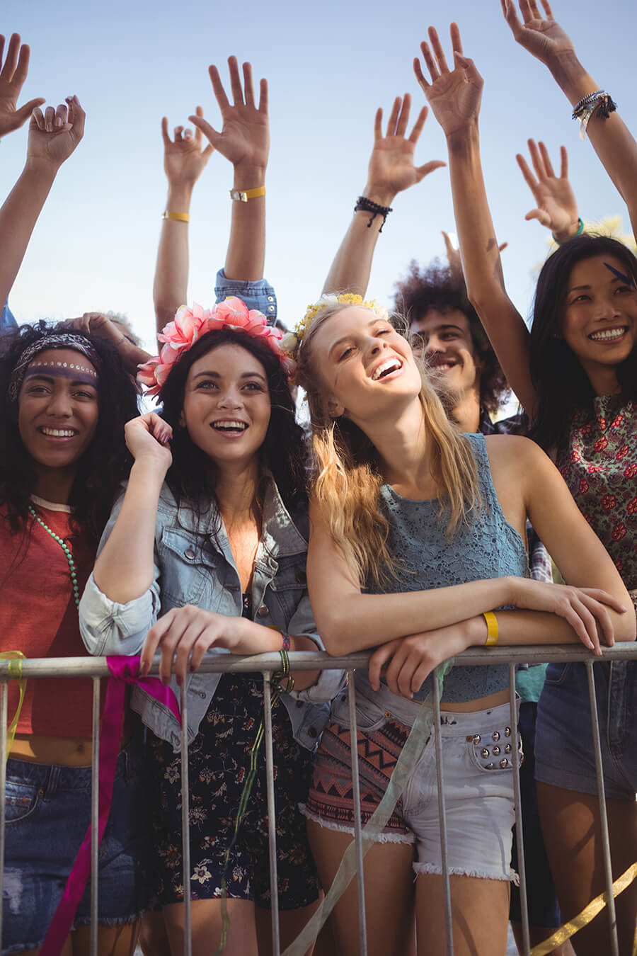 Happy group of girls at a concert